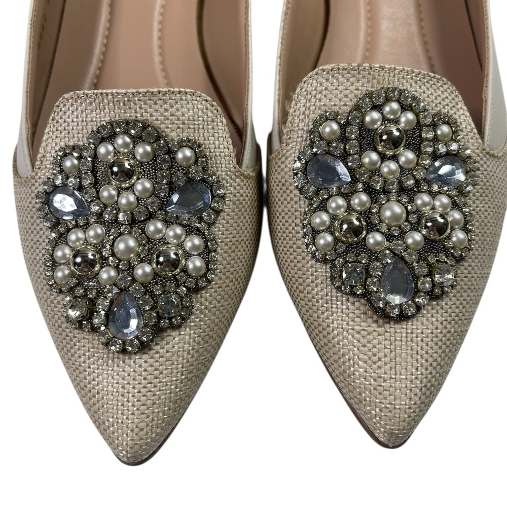 Carmen Steffens Women's Beaded Beige Flats 9M Wedding Easter Comfortable - Picture 4 of 10